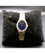 Vtg Pulsar Silver and Gold Tone Blue Face Womens Wrist Watch - $368.69 MXN