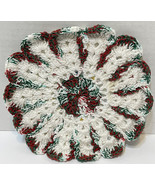Vintage Handmade Crocheted Fabric Christmas Pot Holder Hot Pad Teddy Bea... - £8.92 GBP