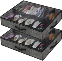 Under Bed Shoe Storage Organizer With Clear Window Breathable Set of 2 NEW - £23.26 GBP