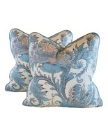 PR Pillow Covers 20&quot; Designer Vicki Payne Free Spirit Aqua Ivory Gray Fl... - £49.19 GBP