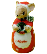 Vintage Thimble Christmas Mouse &quot;Mother&quot; Porcelain Chipped - £9.42 GBP