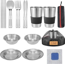 Outdoor Camping Mess Kit - 1 To 2 Persons Camping Dishes Includes Cups, Bowls, - £32.47 GBP