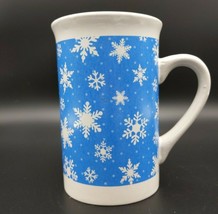 Winter Snowflake Mug Coffee Cup White Blue Snowflakes Pattern 11 oz - £7.42 GBP