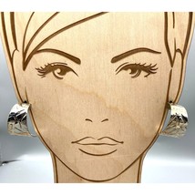 Vintage Bold Geometric Hoop Earrings, Silver Tone Studs with Embossed Shapes - £29.90 GBP