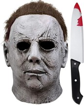 Michael Myers Mask with Knife Halloween Full Head Scary Horror Murderer Props - £19.86 GBP