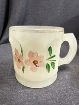 Antique Heavy Shaving Mug Frosted Glass Floral Hand Painted Women&#39;s Shav... - $24.75