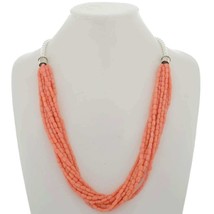 Native Navajo Angelskin Coral Beads Desert Pearl Necklace 10 Strands 28&quot; - £267.65 GBP