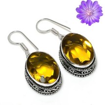 Yellow Citrine Gemstone 925 Silver Earring Handmade Jewelry Earring 1 - £7.56 GBP