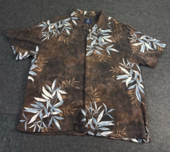 Caribbean Joe Men&#39;s Size XL 100% Silk Hawaiian Shirt Short Sleeve Floral Camp - £13.20 GBP
