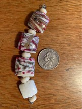 Handmade red brown and Ivory lampwork glass beads - New - $11.40