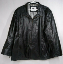 KC Collections Black Leather With Black &amp; White Stripe Interior Jacket S... - £26.50 GBP