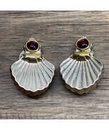 Vintage Sterling Silver Amber Gold Accents Clip One Earrings Jewelry KG JD - $24.74