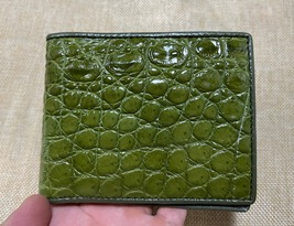Genuine Moss Green Belly Alligator Crocodile Skin Bifold Leather Men Wallets 052 - £34.55 GBP