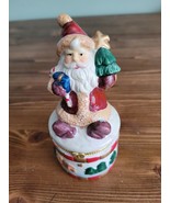 Santa Claus round hinged trinket box - £9.71 GBP