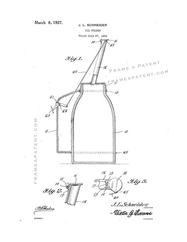 Oil Holder Patent Print - White