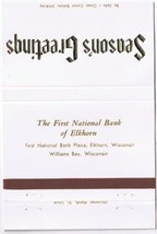 Matchbook Cover First National Bank Of Elkhorn Wisconsin Seasons Greetings - £0.78 GBP