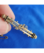 ORIGINAL VICTORIAN SAPPHIRE PEARL BROOCH 9K GOLD 4.2 GRAMS 2" INCH Deco ... - $1,800.25