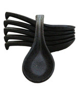 Pack of 6 Charcoal Grey Tone Hakumu Ceramic Asian Soup Spoons With Hook ... - $29.45 CAD
