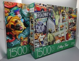 NEW SEALED MB JIGSAW PUZZLE 1500 PIECES COLLAGE TIME *2 Puzzles in All S... - $36.99