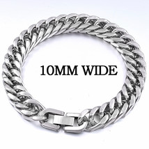 Moorvan Christmas Gift New Stainless Steel Men bracelet Trendy Style,21cm 10mm B - £13.49 GBP
