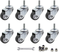 Luomorgo 8 Pcs 1&quot; Caster Wheels Swivel Stem Casters for Small Tiny Shopping Cart - £14.17 GBP