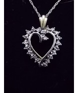 Womens Vintage Estate 10k Gold Necklace w/ Diamond Heart Pendant  2.0g  ... - £214.08 GBP