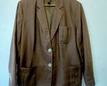 Ralph Lauren Linen Jacket Size 14W Women Brown Inverted Pleat Pockets CJ4 - $29.95