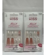 (2) Kiss Jelly Fantasy Pink Translucent Long 28 Nails Iridescent FJ10X 8... - $11.87