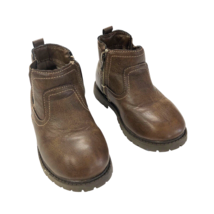 Carters Boys Brown Boots Faux Leather Size 11 M Side Zipper Elastic on Other si - £11.84 GBP