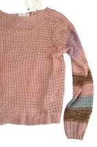 Anthropologie Heirloom Knit Sweater XS Pink Striped Sleeves NWT image 3