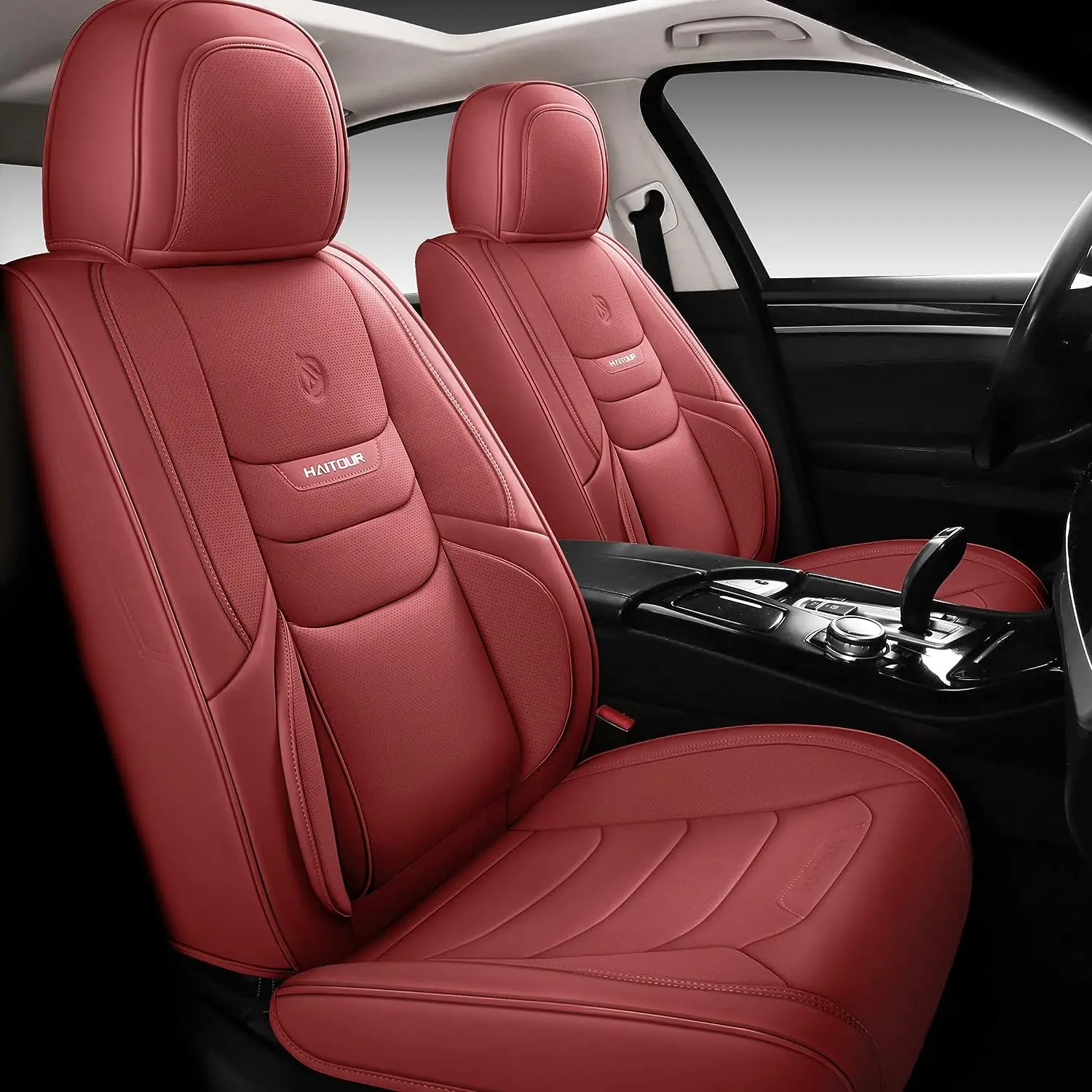 Full Coverage Leather Car Seat Covers Full Set Universal Fit for Most Cars - £182.32 GBP