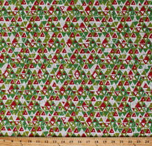Lightweight Canvas Christmas Red Green Triangles on White Decor Fabric D791.05 - £10.36 GBP