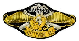 US NAVY FLEET MARINE FORCE FMF CHEST BADGE WING GOLD SILVER BULLION 3&quot; C... - £19.66 GBP