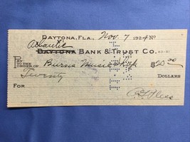 1924 Daytona Bank &amp; Trust Company Daytona Florida FL FLA Obsolete Check ... - $19.78