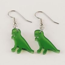 Dinosaur Earrings T-Rex Green Dangle Earrings Casual Fashion Jewelry image 3