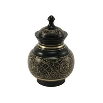 Black Brass Medium Pet Funeral Cremation Urn for Ashes 40 Cubic Inches - £103.90 GBP