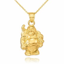 10k Yellow Gold Happy Laughing Buddha Stand Pendant Necklace - £162.49 GBP+
