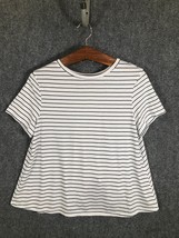 Old Navy Active Blouse Womens Medium Striped White Short Sleeve Folded O... - £8.80 GBP