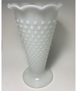 White Milk Glass Hob Nail Large Vase Hobnail 9.5” Fluted Vintage - £12.57 GBP