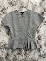 J. Crew Cotton Blend Gray Tulle Ruffle Front Hem Top size S - £22.61 GBP
