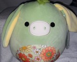 Squishmallows Juniper the Green Donkey with Floral Tummy 7.5&quot; NWT - £13.31 GBP