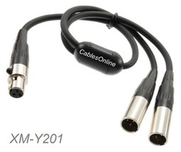 6In Mini Xlr 3-Pin Female To 2 Mini Xlr 3-Pin Male Lapel Mic Y-Splitter Cable - £36.76 GBP