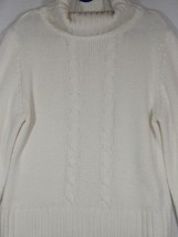 Vtg Dress Barn White Acrylic Cable Knit Turtleneck Sweater XL - £15.62 GBP
