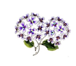 Flower brooch vintage look stunning diamonte silver plated christmas pin... - $21.77