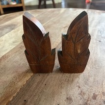 Vintage Wooden Leaves Salt &amp; Pepper Shakers Wood Rustic Farmhouse Nature... - €12,93 EUR