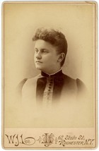 Circa 1880&#39;S Small Cabinet Card Of Woman In Victorian Dress Wj Lee Rochester Ny - £7.57 GBP