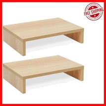 Elegant 2-Pack Adjustable Wood Monitor Riser - Ergonomic Workspace Solution - $817.60 MXN