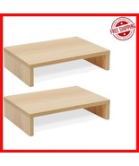 Elegant 2-Pack Adjustable Wood Monitor Riser - Ergonomic Workspace Solution - $817.60 MXN