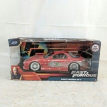 Jada Toys 98338 1:24 Fast and Furious Dom&#39;s Red w Silver 1993 Mazda RX-7 Diecast - £20.62 GBP