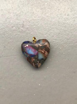 Sea Sediment and Pyrite Heart Pendant 20x20mm stone cab cabochon, mosaic... - $3.50